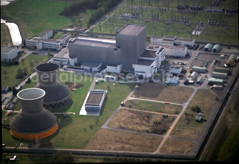 Aerial image Beverungen - Building remains of the reactor units and facilities of the NPP nuclear power plant in the district Wuergassen in Beverungen in the state North Rhine-Westphalia, Germany