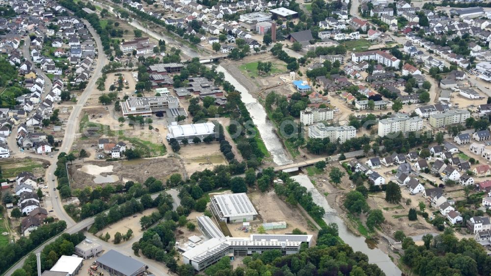 Aerial image Bad Neuenahr-Ahrweiler - Realschule and Don Bosco School after the flood disaster in the Ahr valley this year in Bad Neuenahr-Ahrweiler in the state Rhineland-Palatinate, Germany