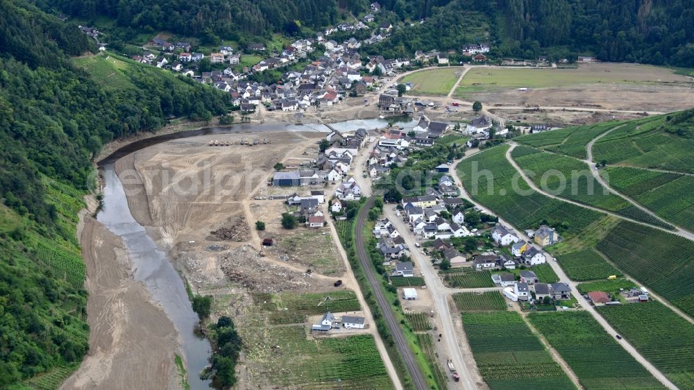Aerial image Rech - Rech after the flood disaster this year in the state Rhineland-Palatinate, Germany