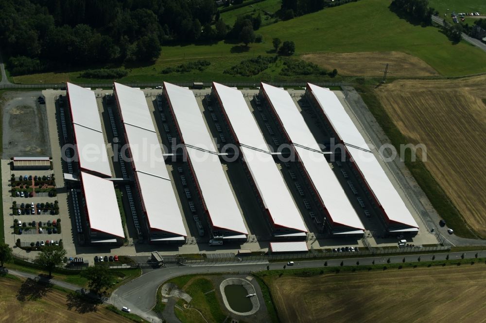 Aerial photograph Falkenstein/Vogtland - Premises of the data center of Hetzner Online GmbH in Falkenstein/Vogtland in the state of Saxony