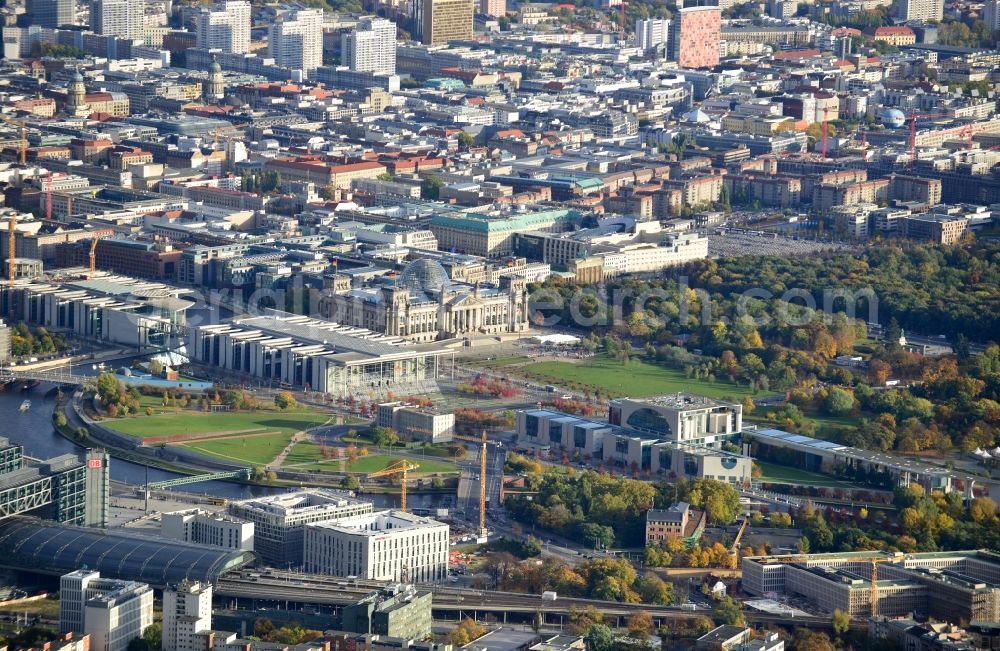 Berlin OT Tiergarten from above - View of the Regierungsviertel in the district of Tiergarten in Berlin