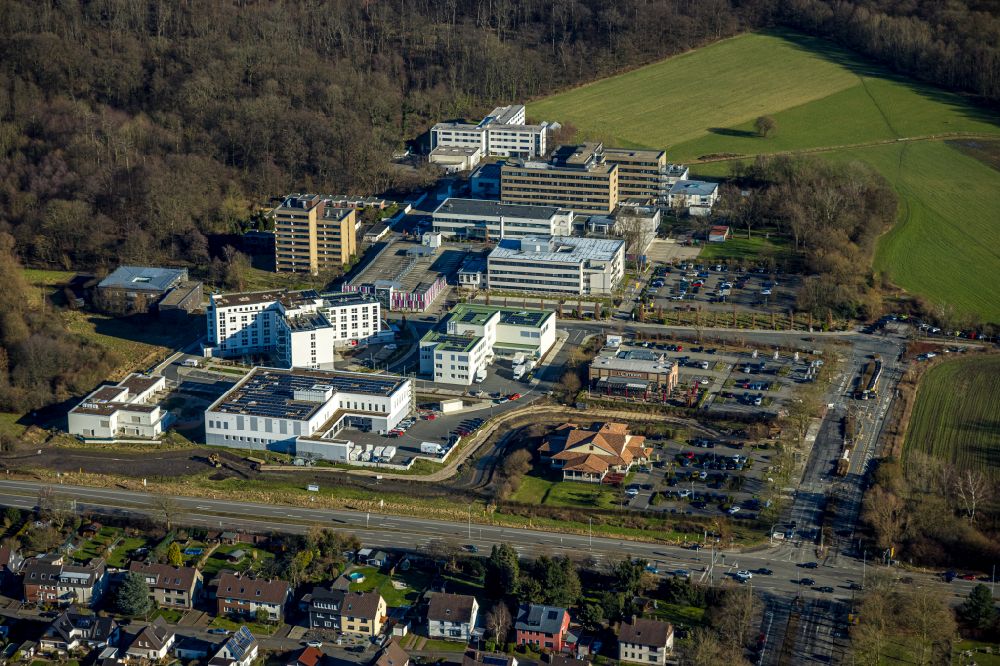 Aerial image Castrop-Rauxel - Rehabilitation center of the rehabilitation clinic on street Grutholzallee in Castrop-Rauxel at Ruhrgebiet in the state North Rhine-Westphalia, Germany