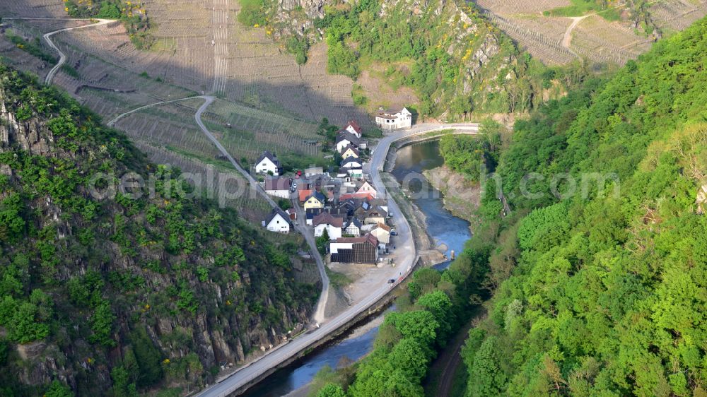 Aerial photograph Altenahr - Around ten months after the flood disaster in the Ahr valley in the state Rhineland-Palatinate, Germany