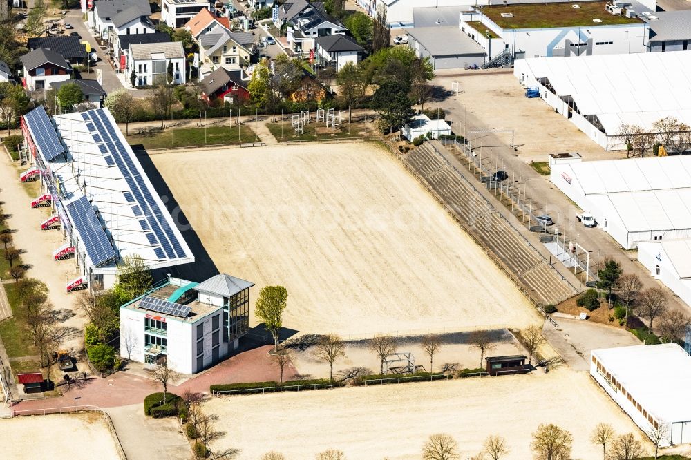 Mannheim from above - Equestrian training ground and tournament training gallery in Mannheim in the state Baden-Wurttemberg, Germany