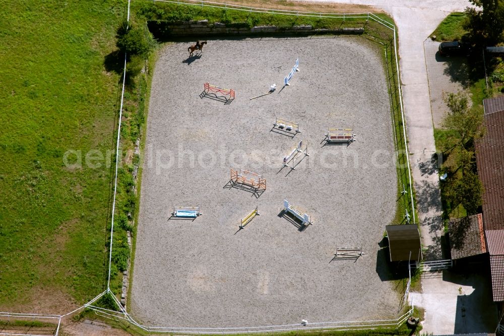 Aerial photograph Untergruppenbach - Equestrian training ground and tournament training gallery in Untergruppenbach in the state Baden-Wurttemberg, Germany
