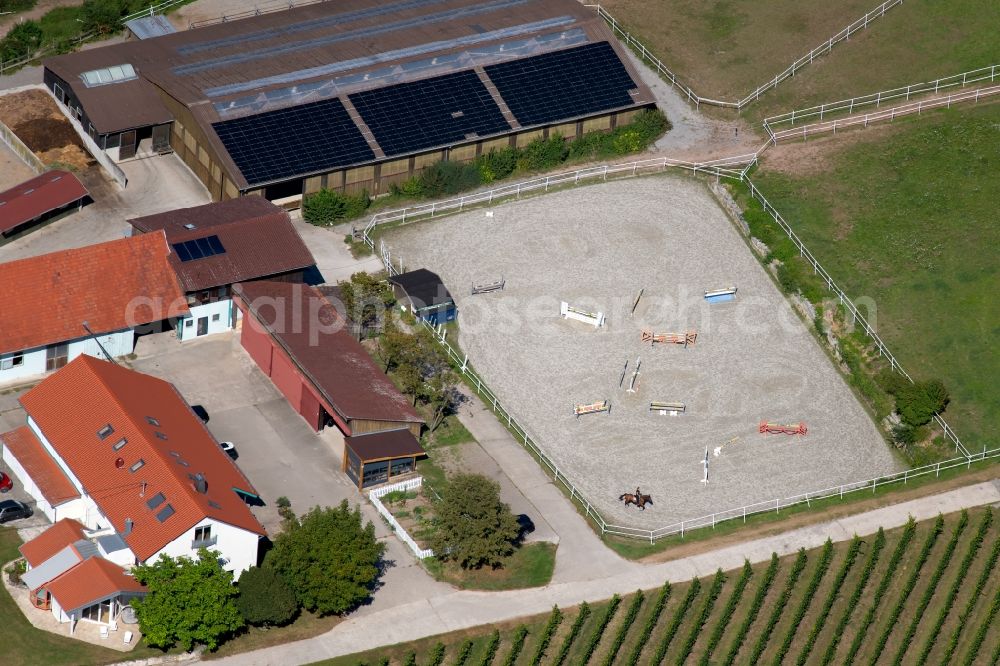 Aerial image Untergruppenbach - Equestrian training ground and tournament training gallery in Untergruppenbach in the state Baden-Wurttemberg, Germany