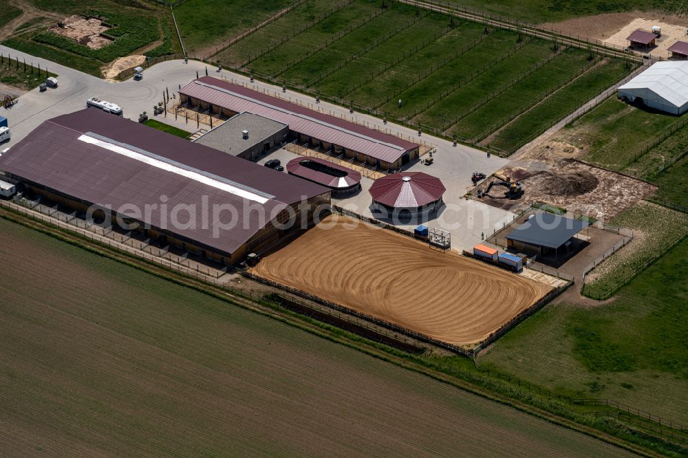 Herbolzheim from above - Building of stables in of Landsiedlung in Herbolzheim in the state Baden-Wuerttemberg, Germany