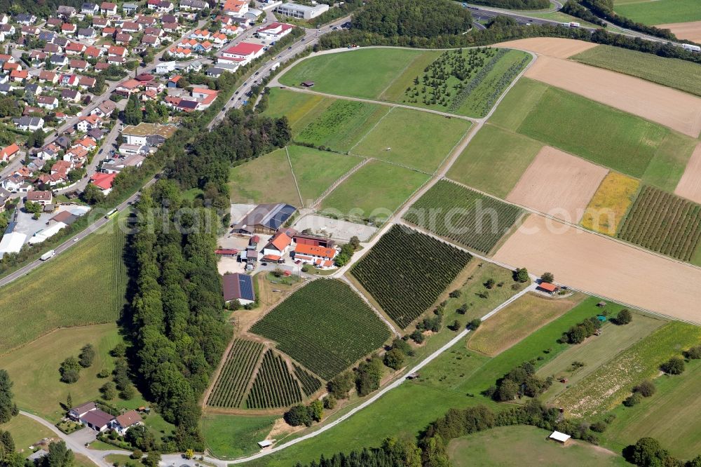 Aerial image Untergruppenbach - Building of stables at Hardthof in Untergruppenbach in the state Baden-Wurttemberg, Germany