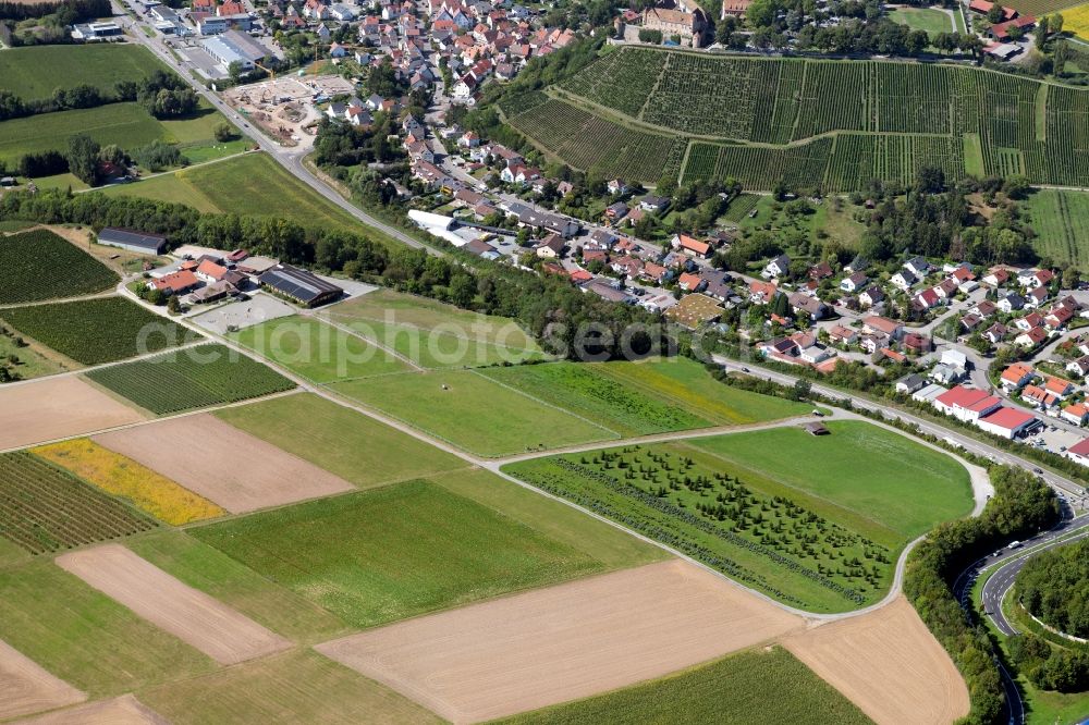 Untergruppenbach from above - Building of stables at Hardthof in Untergruppenbach in the state Baden-Wurttemberg, Germany