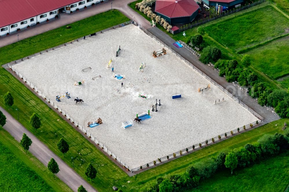 Neuried from the bird's eye view: Building of stables in Neuried in the state Baden-Wurttemberg, Germany