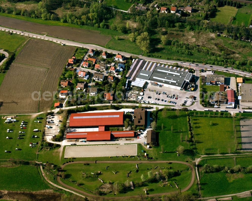 Aerial photograph Ansbach - Building of stables Pferdezentrum Franken in the district Schalkhausen in Ansbach in the state Bavaria, Germany
