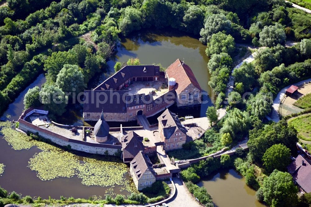 Aerial photograph Lüdinghausen - Building of stables Burg Kakesbeck in Luedinghausen in the state North Rhine-Westphalia, Germany