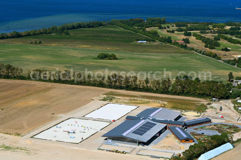 Hohen Wieschendorf from above - Building of stables on street Am Gutshof in Hohen Wieschendorf on the Baltic Sea in the state Mecklenburg - Western Pomerania, Germany