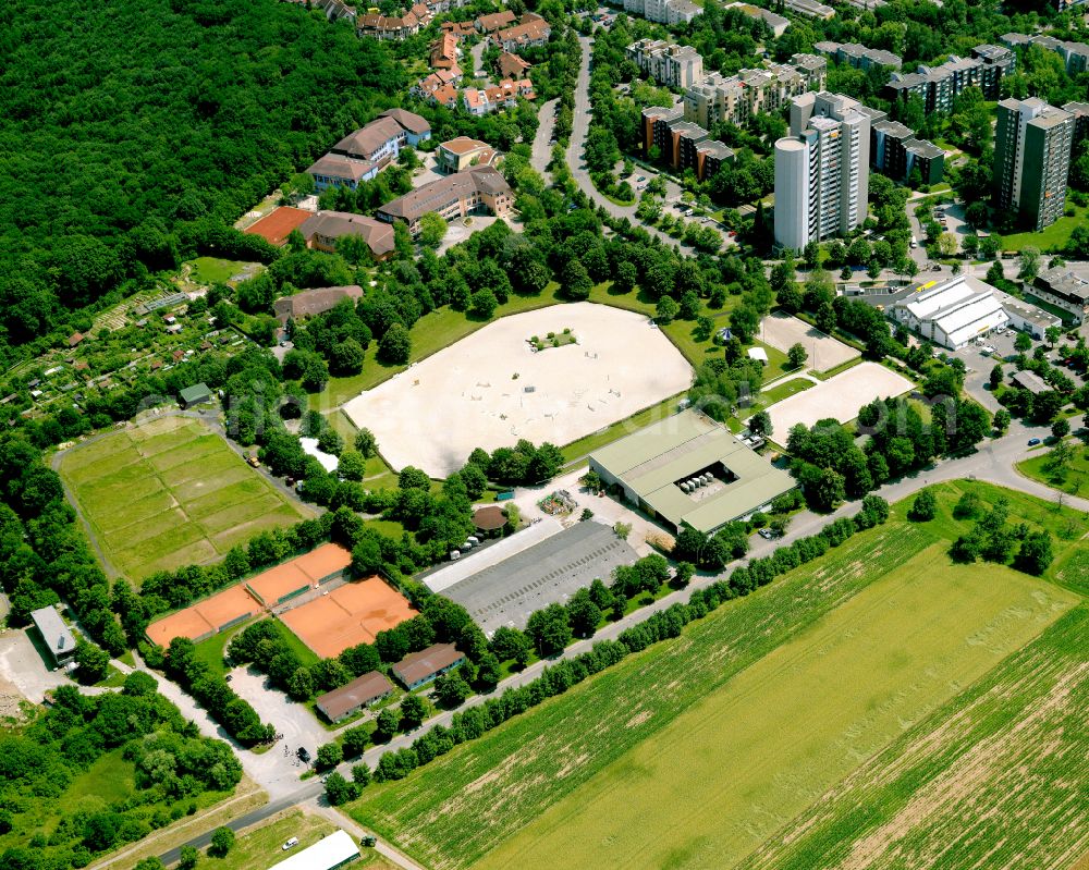 Aerial photograph Tübingen - Building of the riding stable and horse farm Tuebinger Reitgesellschaft e.V. on Waldhauser Strasse in Tuebingen in the state Baden-Wuerttemberg, Germany