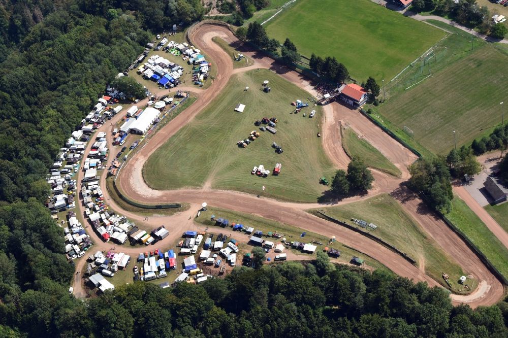 Aerial photograph Albbruck - Race event and international autocross race in the sandpit in the district Schachen in Albbruck in the state Baden-Wurttemberg, Germany