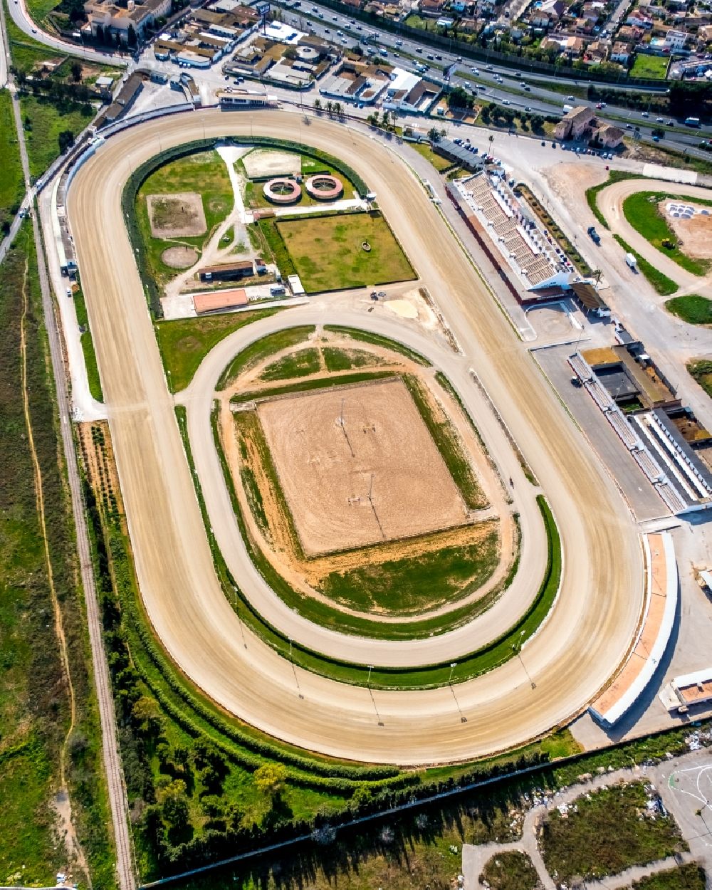 Aerial photograph Palma - Race track of the Hipodromo son Pardo racecourse on the Carretera de Soller km 3.5 in Palma Nord in Palma in Balearic Island Mallorca, Spain