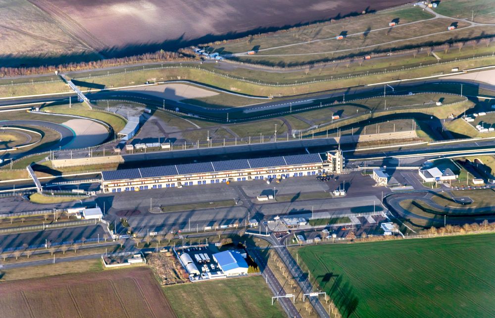 Oschersleben from above - Racetrack racecourse Motorsport Arena Oschersleben in Oschersleben (Bode) in the state Saxony-Anhalt, Germany