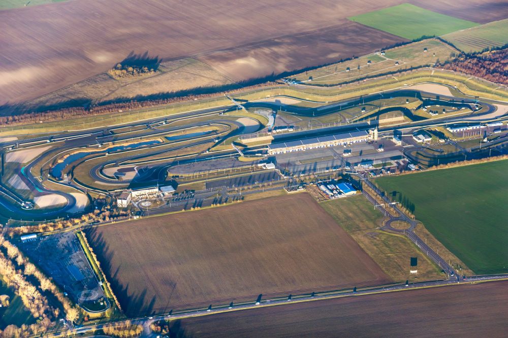 Aerial image Oschersleben - Racetrack racecourse Motorsport Arena Oschersleben in Oschersleben (Bode) in the state Saxony-Anhalt, Germany
