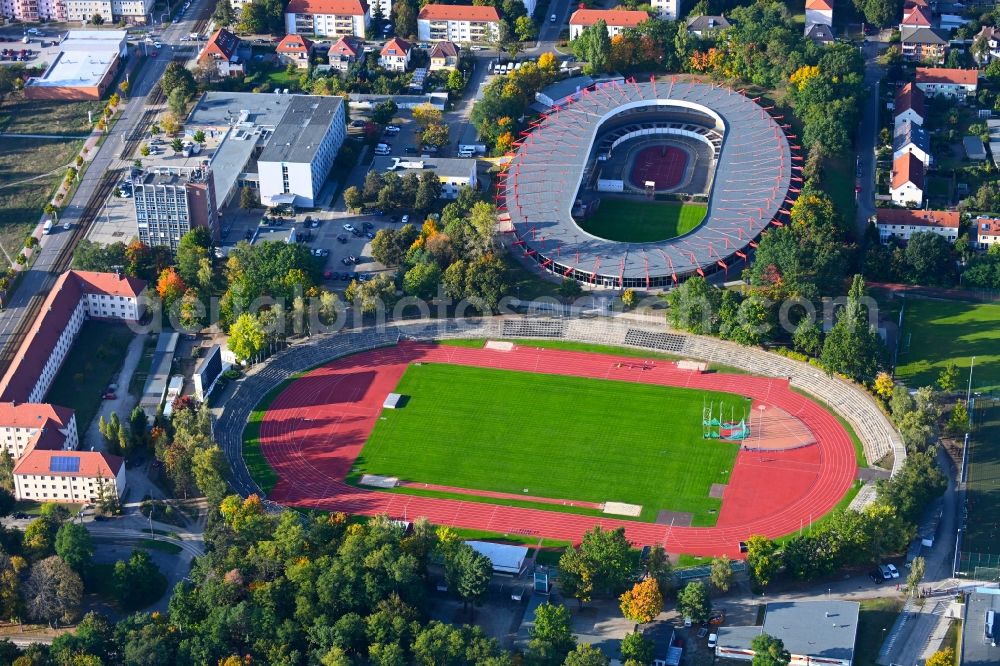 Cottbus from the bird's eye view: Racetrack racecourse - Velodrome in Cottbus in the state Brandenburg, Germany