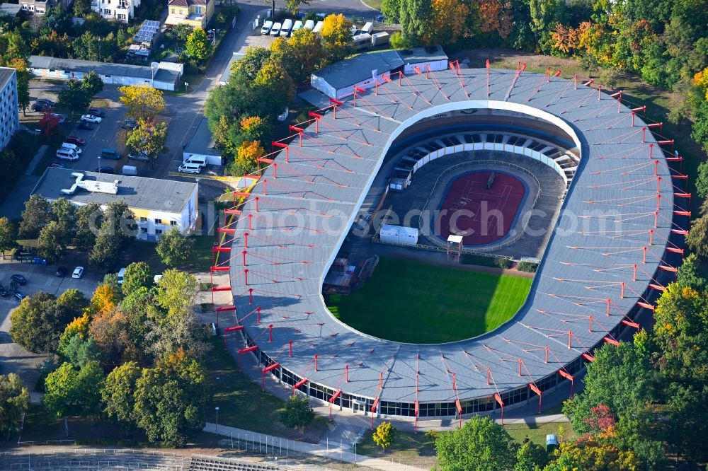 Aerial image Cottbus - Racetrack racecourse - Velodrome in Cottbus in the state Brandenburg, Germany
