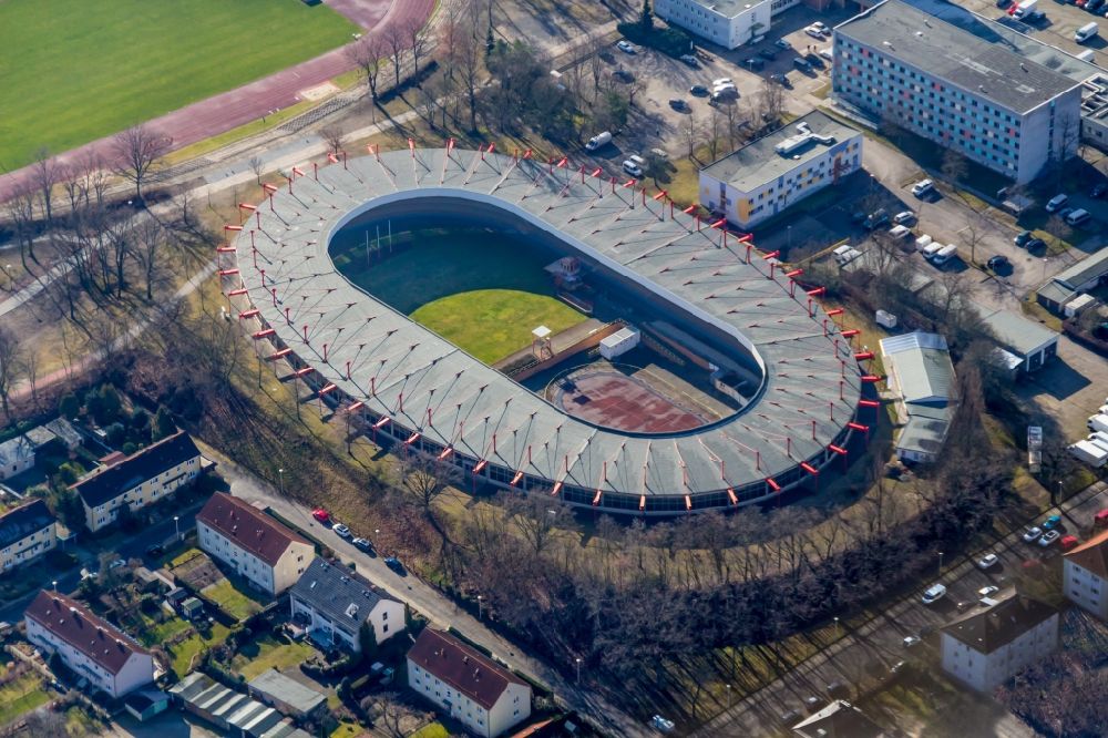 Aerial image Cottbus - Racetrack racecourse - Velodrome in Cottbus in the state Brandenburg, Germany