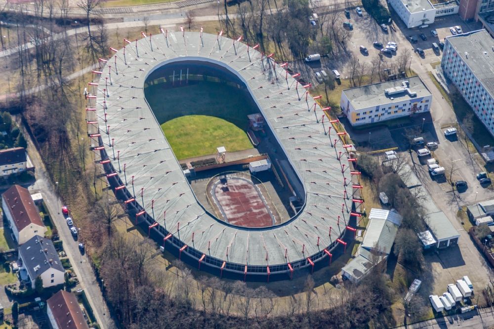 Aerial photograph Cottbus - Racetrack racecourse - Velodrome in Cottbus in the state Brandenburg, Germany