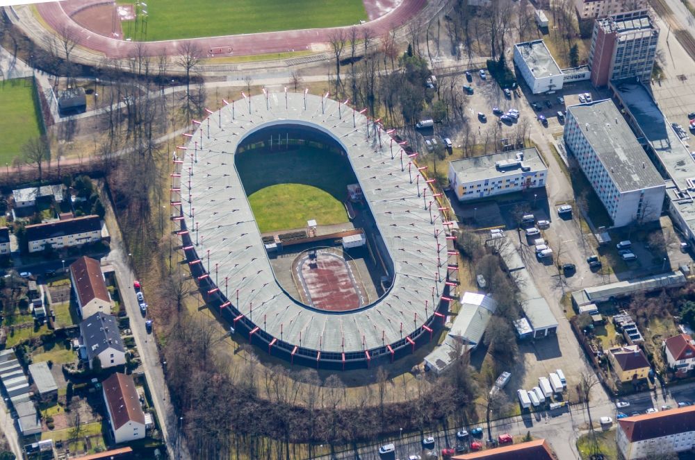 Cottbus from above - Racetrack racecourse - Velodrome in Cottbus in the state Brandenburg, Germany