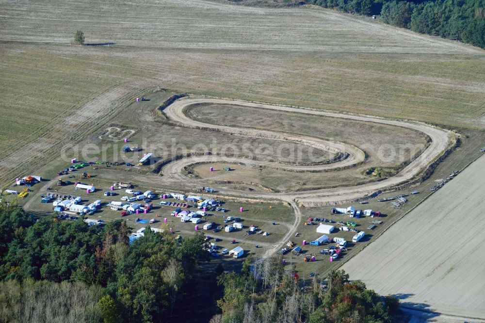 Aerial photograph Wegendorf - Racetrack racecourse Stock Car Rennen in Wegendorf in the state Brandenburg, Germany