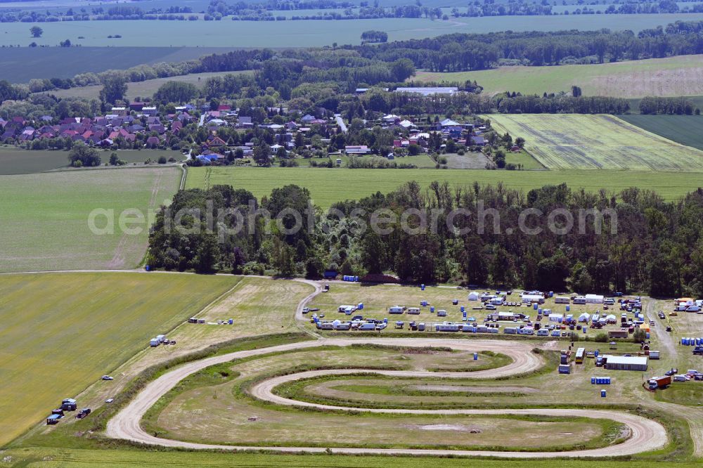 Wegendorf from the bird's eye view: Racetrack racecourse Stock Car Rennen in Wegendorf in the state Brandenburg, Germany