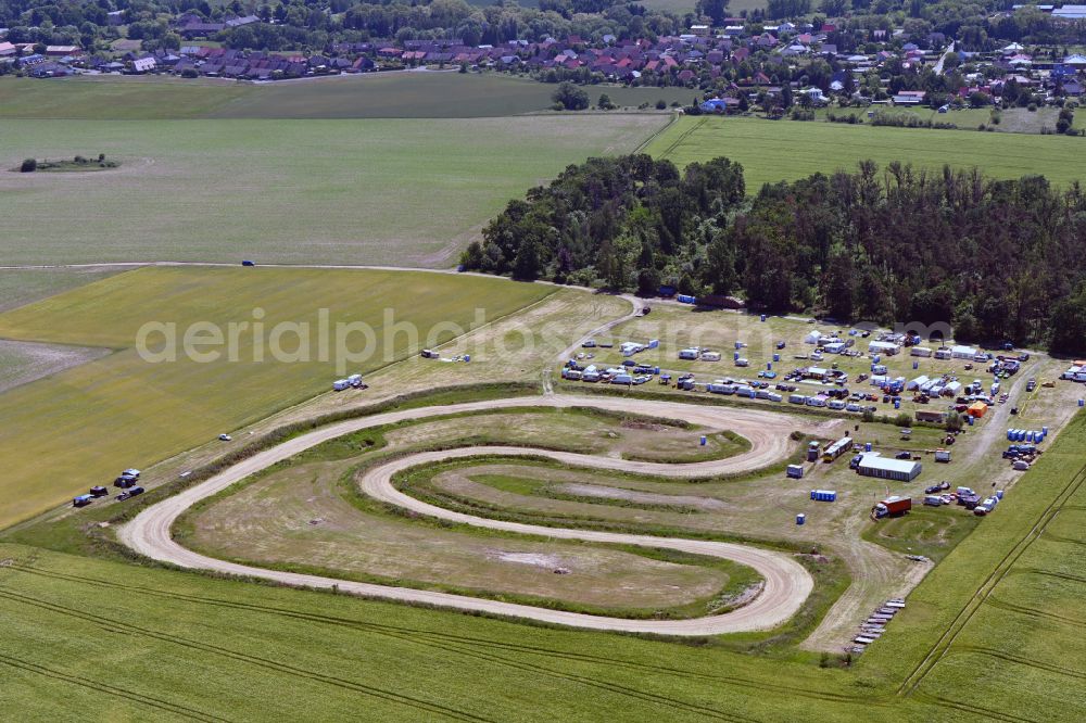 Aerial image Wegendorf - Racetrack racecourse Stock Car Rennen in Wegendorf in the state Brandenburg, Germany