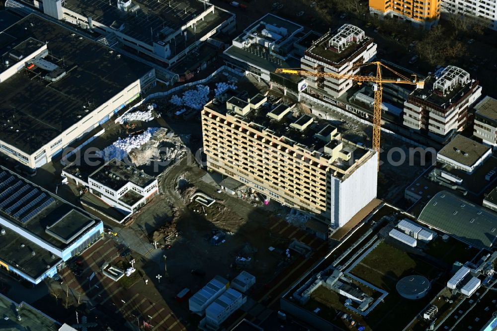 Aerial image Berlin - Revitalization and expansion construction at the building complex of the shopping center Maerkische Zentrum in the district Maerkisches Viertel in Berlin, Germany