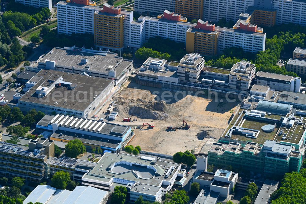 Aerial image Berlin - Revitalization and expansion construction at the building complex of the shopping center Maerkische Zentrum in the district Maerkisches Viertel in Berlin, Germany