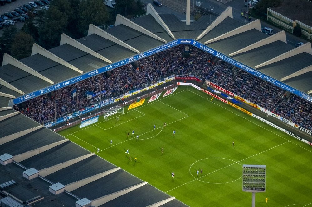 Bochum from the bird's eye view: View of the stadium rewirpowerSTADION in Bochum in the state North Rhine-Westphalia