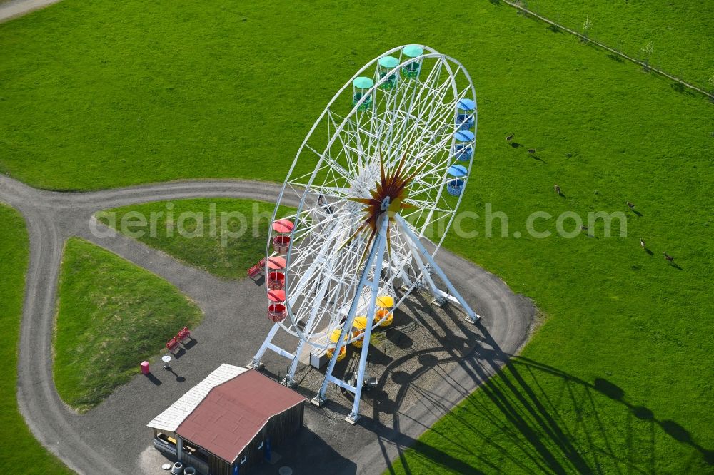 Aerial image Lichtenau - Leisure Centre with ferris wheel - Amusement Park of Erlebnis- and Freizeitpark Lichtenau GmbH & Co. KG on Sachsenstrasse in the district Oberlichtenau in Lichtenau in the state Saxony, Germany