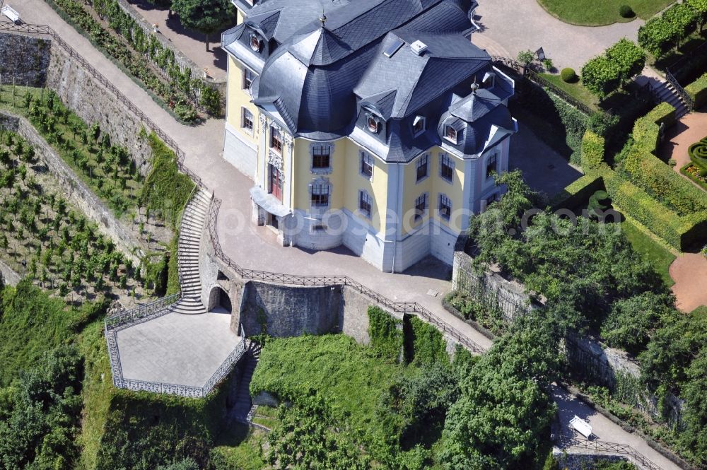 Dornburg-Camburg from above - View of the Rococo palace in Dornburg-Camburg in Thuringia