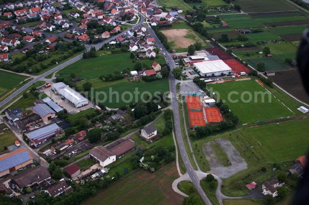 Aerial image Bergrheinfeld - Tennis court sports field TuS 1907 in Bergrheinfeld in the state Bavaria