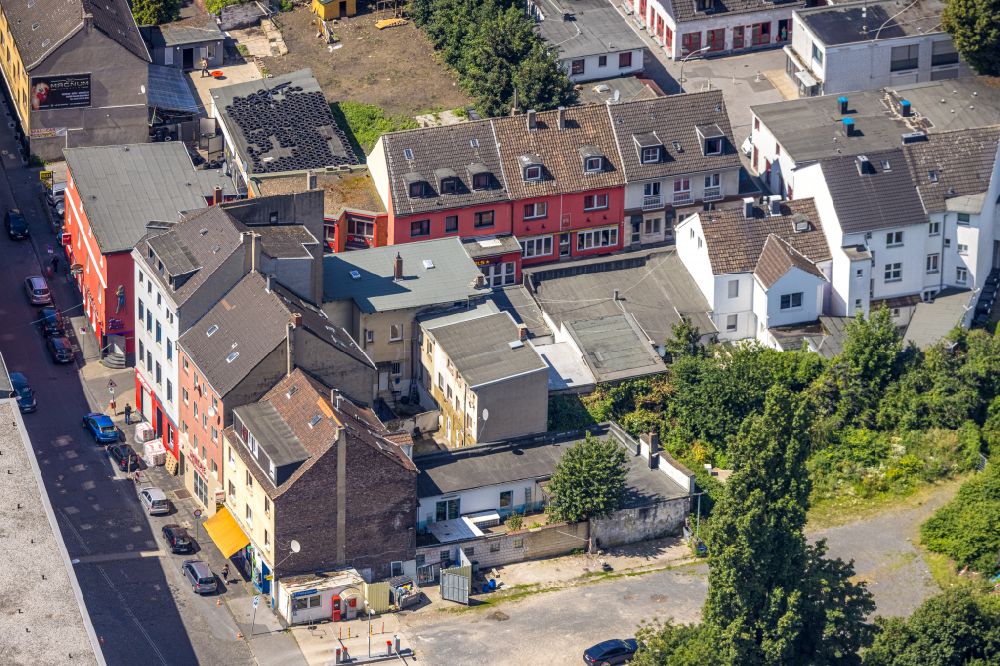Bochum from above - Street and prostitution center for commercial sex service in of Gussstahlstrasse in the district Bochum Mitte in Bochum in the state North Rhine-Westphalia, Germany