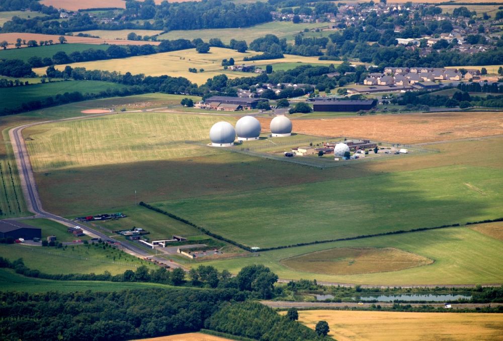 Croughton from above - Royal Air Force Station Croughton with radio station, operated by the United States Air Force, is used as a communication switchpoint for the U.S. military communications in Europe