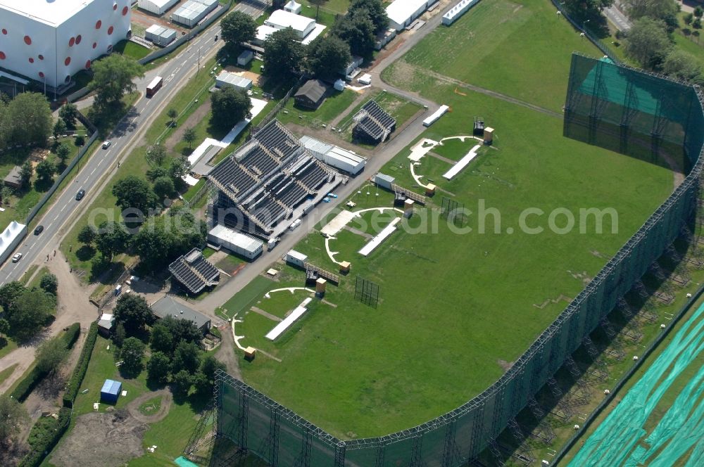 Aerial photograph London - On the grounds of the historic Royal Artillery Barracks in London, will take place amongst others in the futuristic indoor competitions in shooting, one of the Olympic and Paralympic venues for the 2012 Games in Great Britain