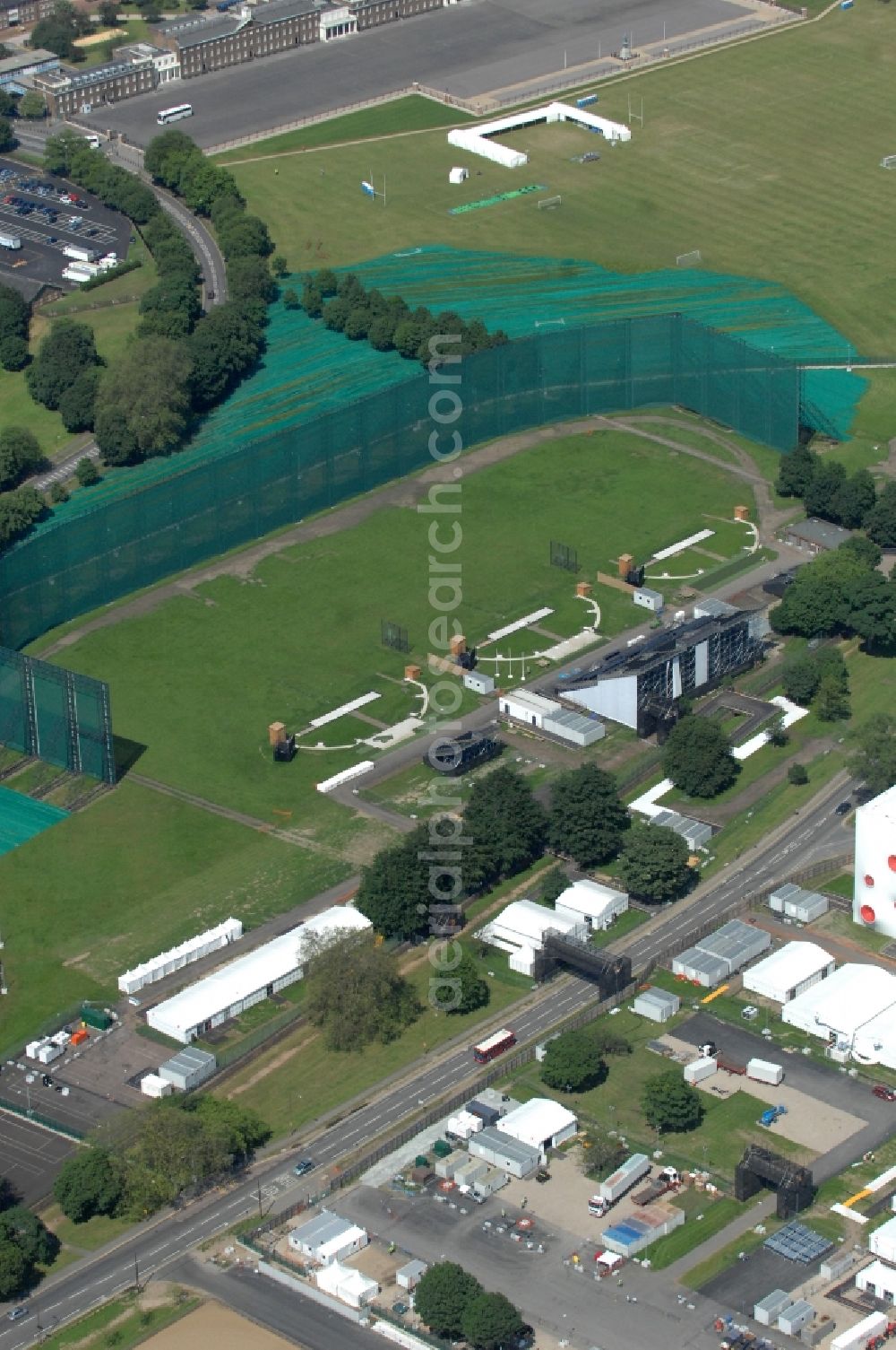 London from above - On the grounds of the historic Royal Artillery Barracks in London, will take place amongst others in the futuristic indoor competitions in shooting, one of the Olympic and Paralympic venues for the 2012 Games in Great Britain