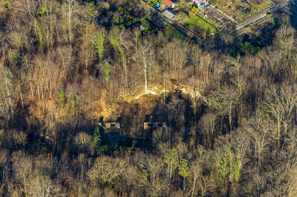 Cappenberg from above - Ruins on the street Am Brauereiknapp in Cappenberg in the state North Rhine-Westphalia, Germany