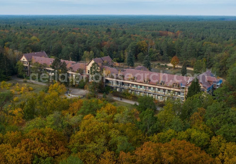 Aerial image Beelitz - Ruins of the former hospital - building on the former military area in Beelitz in the state Brandenburg, Germany