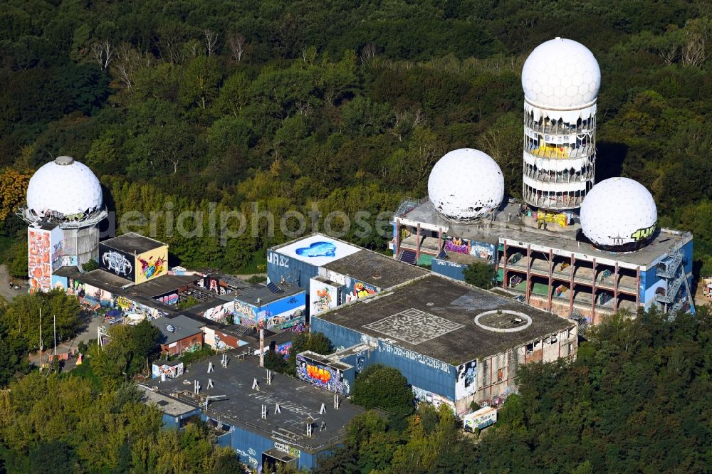 Berlin from above - Ruins of the former American military interception and radar system on the Teufelsberg in Berlin - Charlottenburg