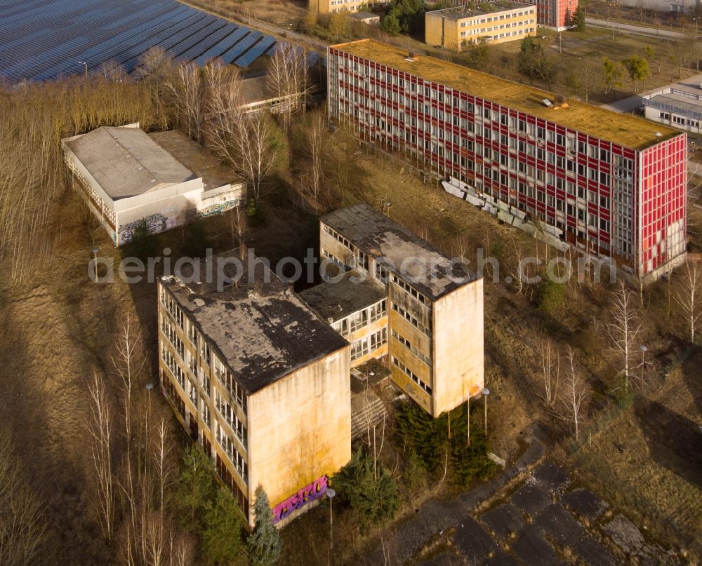 Britz from the bird's eye view: Ruin the buildings der Berufsschule des SVKE in Britz in the state Brandenburg, Germany