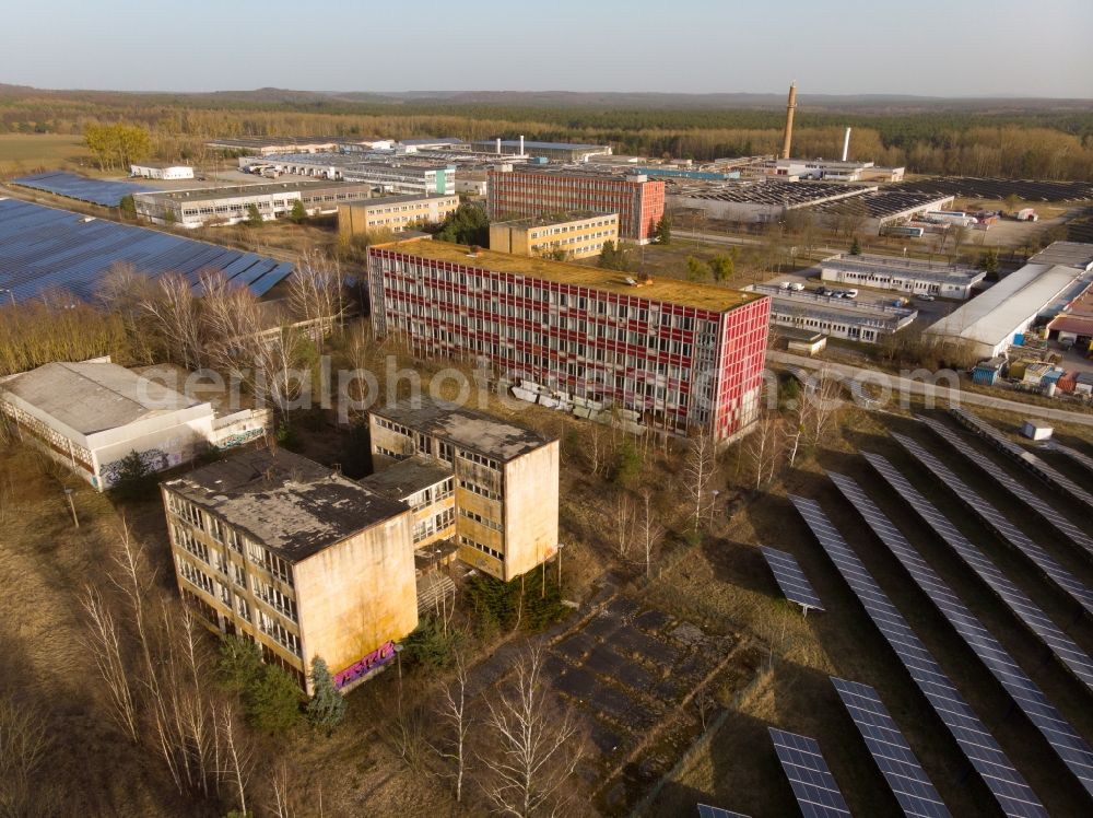 Aerial image Britz - Ruin the buildings der Berufsschule des SVKE in Britz in the state Brandenburg, Germany