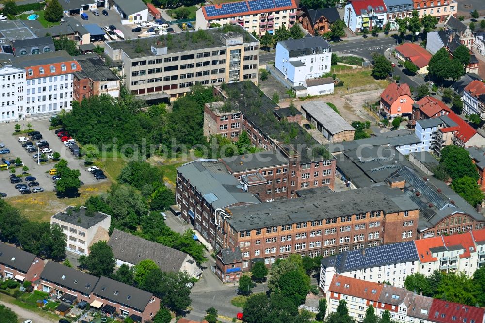 Rathenow from the bird's eye view: Ruin the buildings and halls of ROW - areal in Rathenow in the state Brandenburg, Germany