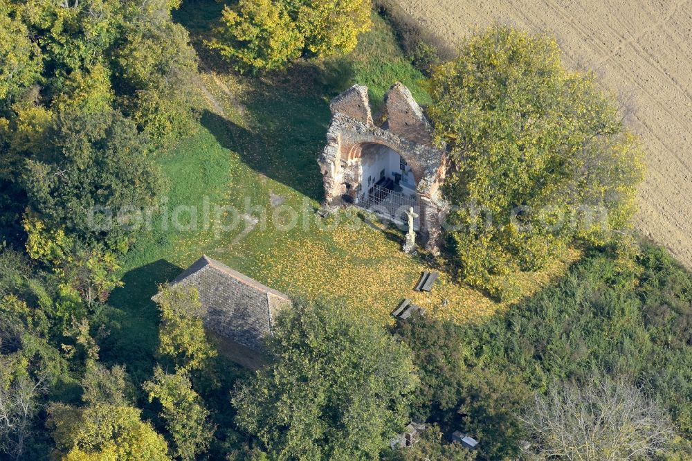 Aerial photograph Ciko - Ruins of the old church building in Ciko in Tolnau, Hungary