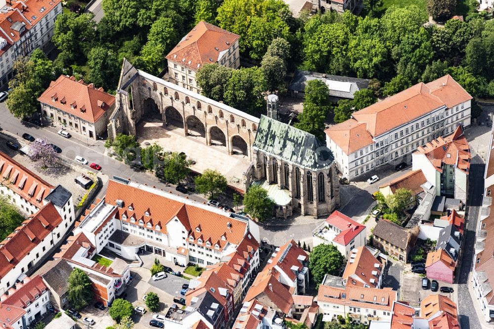 Erfurt from the bird's eye view: Ruins of church building Barfuesserkirche on Barfuesserstrasse in the district Altstadt in Erfurt in the state Thuringia, Germany