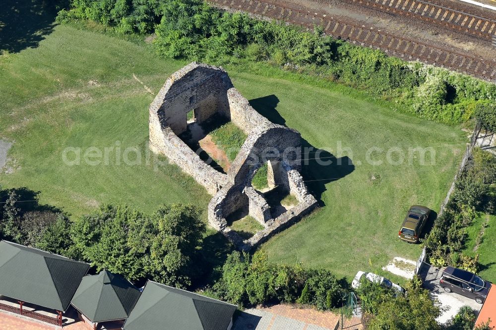 Revfülöp from the bird's eye view: Ruins of church building of the philippine church in Revfueloep in Wesprim, Hungary