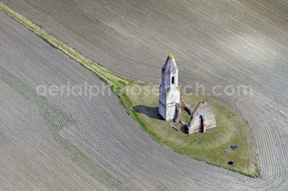 Aerial photograph Somogyvamos - Ruins of church building Pusztatorony in Somogyvamos in Komitat Somogy, Hungary